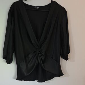Express Elegant Black Gathered Blouse